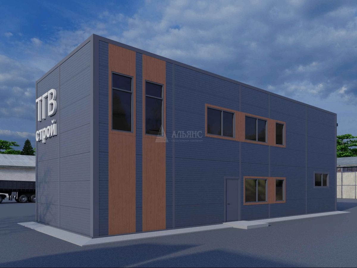 3D визуализация Здание АБК из сэндвич-панелей - фото 2